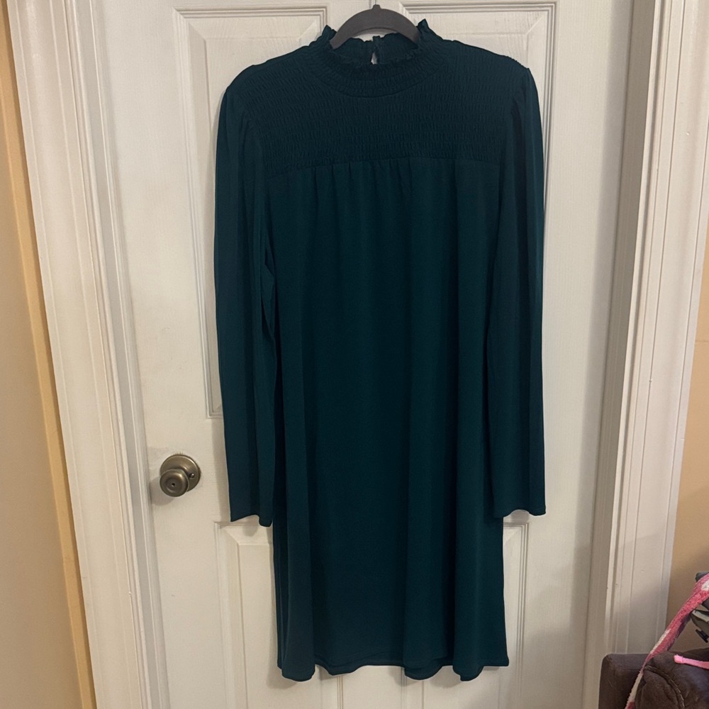 Adrianna Papell Teal Long Sleeve Dress